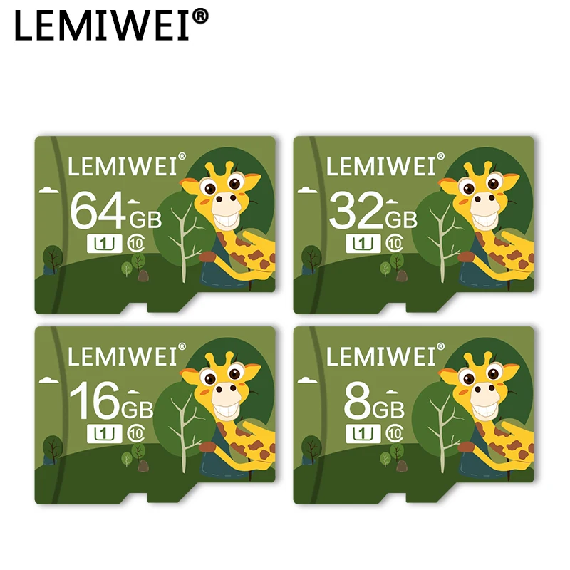 Карта памяти Lemiwei, 64 ГБ, 32 ГБ, класс 10, высокоскоростная Милая TF-карта с жирафом, 16 ГБ, 8 ГБ, U1 TF-карта для смартфона - изображение