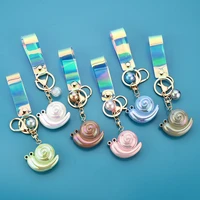 new acrylic snail keychain cartoon flower animal pendant keyring ornaments women couple bags car key ring accessories