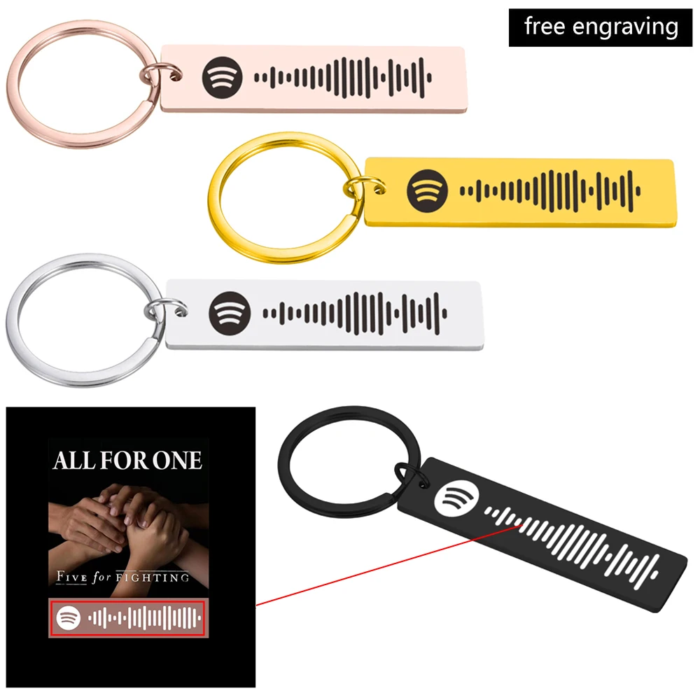 

Персонализированный Музыкальный брелок для ключей со сканированием кода для парня, мужа, BBF, брелок для ключей с гравировкой кода Spotify, ювели...