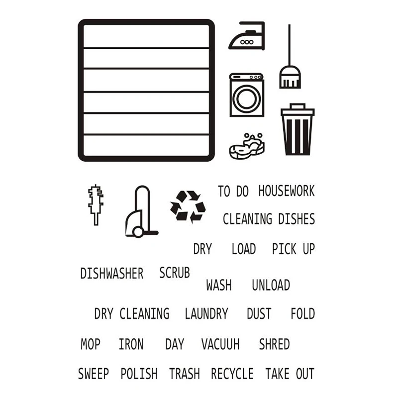 

Clear Housework Stamps Planner Stamp Sheet planner Journal stamps Custom Planner Stamps