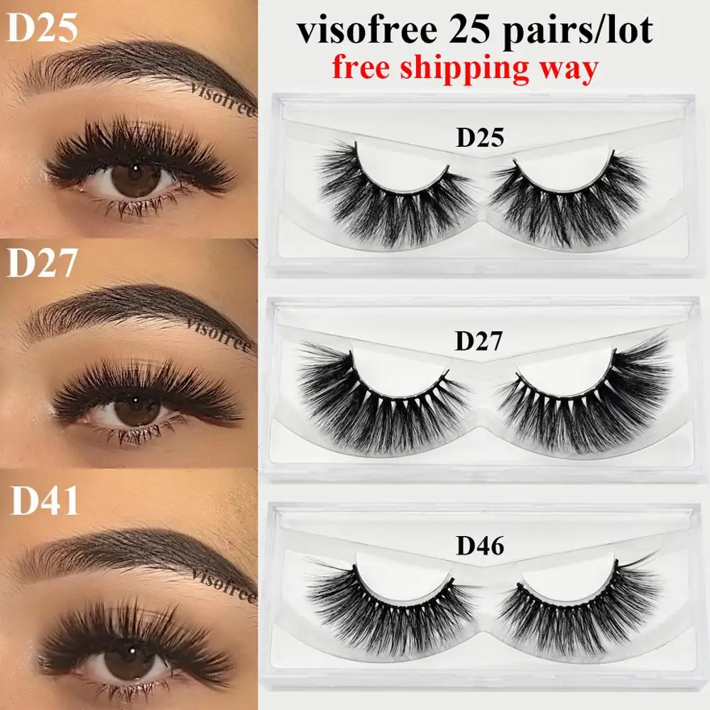 Visofree 25 пар/лот натуральные накладные Искусственные ресницы длинный макияж 3D