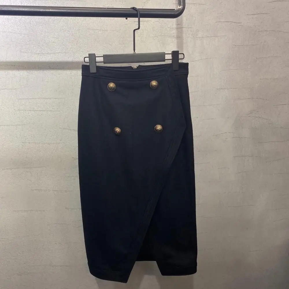 

Осенняя Женская шерстяная юбка миди 2023FW с разрезом, повседневная юбка для женщин Ddxgz2