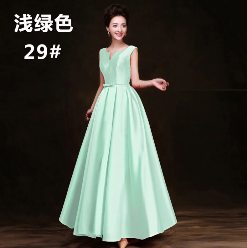 Mint Green Vestido de festa Новое атласное сексуальное ТРАПЕЦИЕВИДНОЕ ПЛАТЬЕ С v-образным вырезом бордовое Золотое фиолетовое платье для невесты свадебное платье largo - Цвет: Mint Green