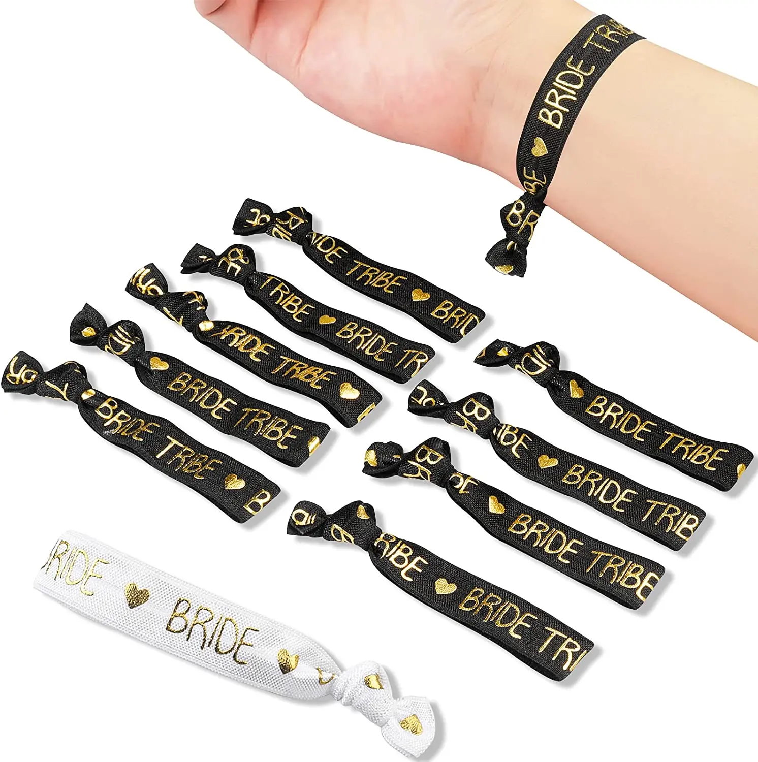 10pc Bachelorette Party Wristbands Bride Hair Ties Bridesmaids Hen Wedding Bridal Shower Favors Decoration | Дом и сад