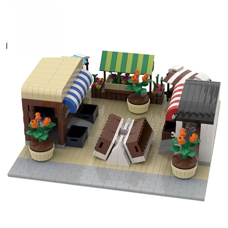 

Уличный розничный магазин MOC Mini Citys, Модульные строительные наборы для рынка, блоки, наборы для сцены, архитектура, детские игрушки, обзор рын...