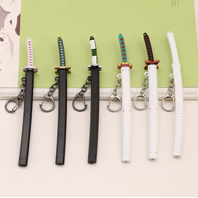 

Anime Demon Slayer: Kimetsu no Yaiba Cartoon Kamado Tanjirou Sword Keychain Blade of Ghost Keyring Weapons Model Cosplay Jewelry