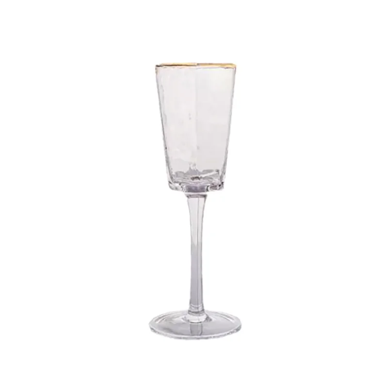 

Creative Gold Edge Transparent Red Wine Glass Champagne Glasses Hexagonal Home Water Cup Juice Mug European Tall Crystal Glasses
