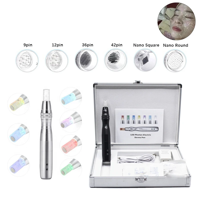 

Korea 7 Color LED Microneedle derma pen Kit derma roller treatment pen for bb cream brightening skin Whitening acne remove scar