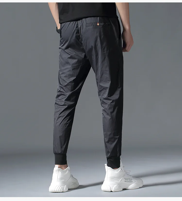 

2021 Fashion Bee Embroidery Stitching Casual Pants Men Sports Pants Stitching Thin Ribbon Breathable Trousers Pantalon Homme