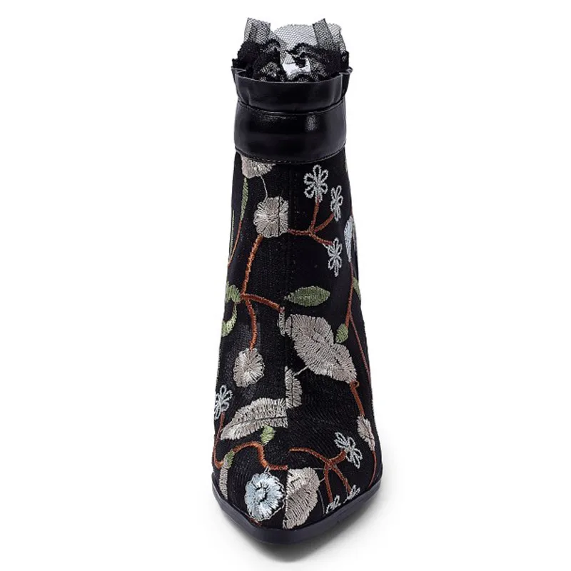 Элитный бренд Ботильоны на шнуровке женская обувь из сетчатого материала Обувь в