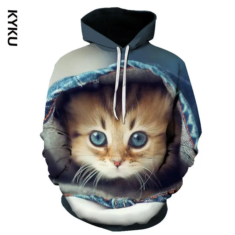 

Hoodies 3D Printed Cat Oversize Mens Women's Sweatshirt Pullover Long Sleeve Hooded Sweatshirts Tops