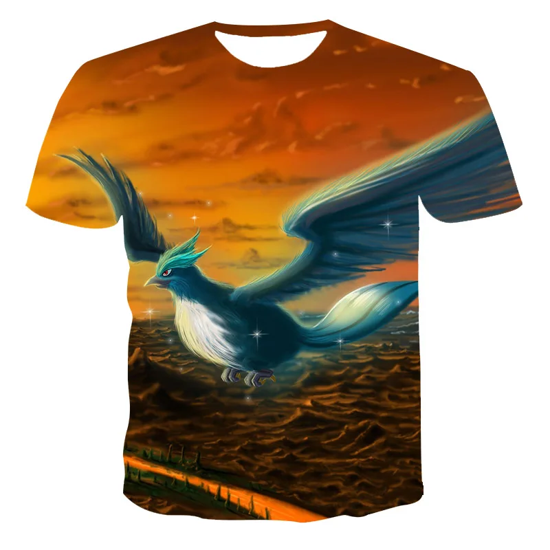 

2022 New Summer Unisex Couple Short-Sleeved T-Shirt 3D Printing Beautiful Crown Bird Round Neck Pullover XXS-6XL Wholesale