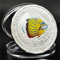 animal coin congo lucky blue ring tropical fish ocean gift commemorative coin commemorative medal silver coin crafts collectible