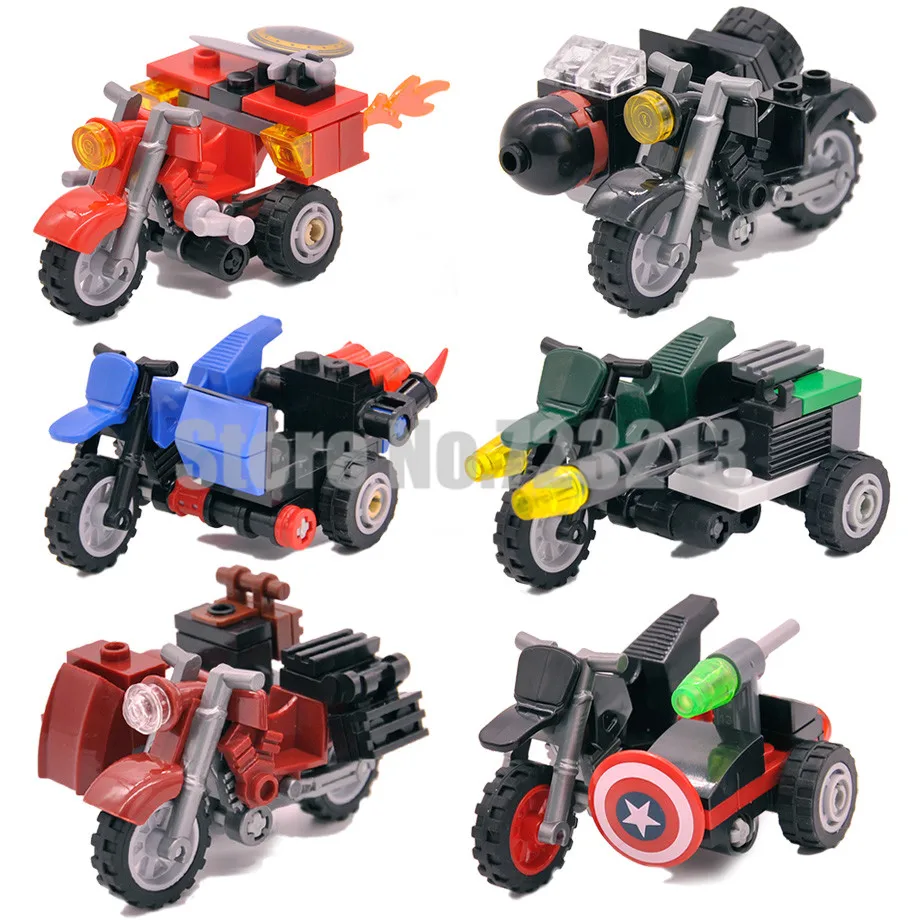 

Feleph Single Sale Comics Motorcycles Motor Cartoon Decool 7008-7013 Building Block Model Toys Children