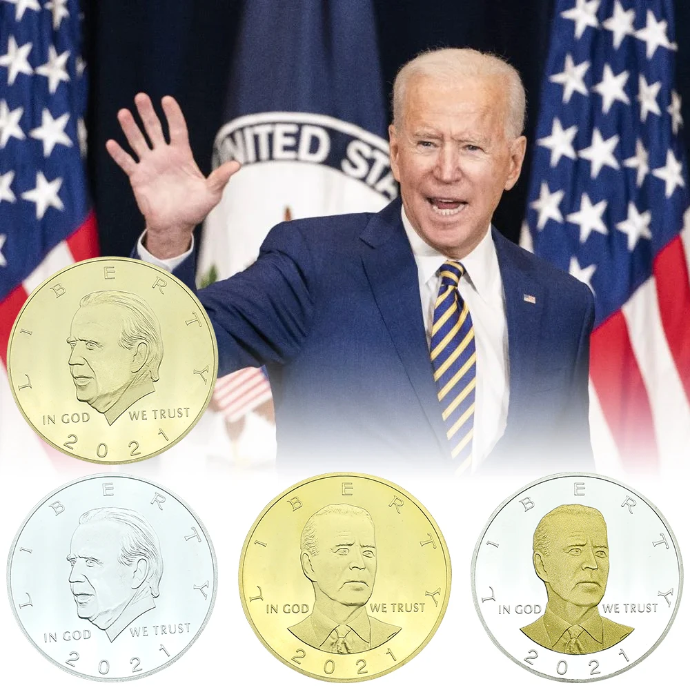 

Joe Biden Gold Plated Challenge Coin 2020 Presidential Election Support New President Metal Badge Handicraft Commemorative Medal