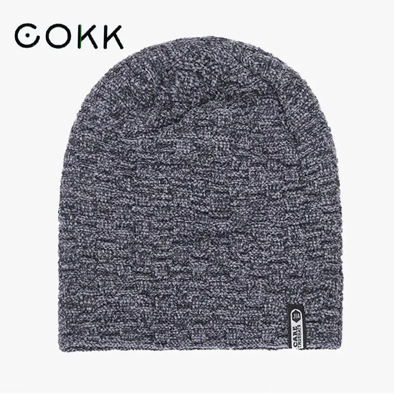 COKK, новинка, зимняя шапка для мужчин, защита ушей, толстая, теплая, ветрозащитная, вязаная шапка для отдыха, Wo, мужские шапки, шапки Skullies Beanies