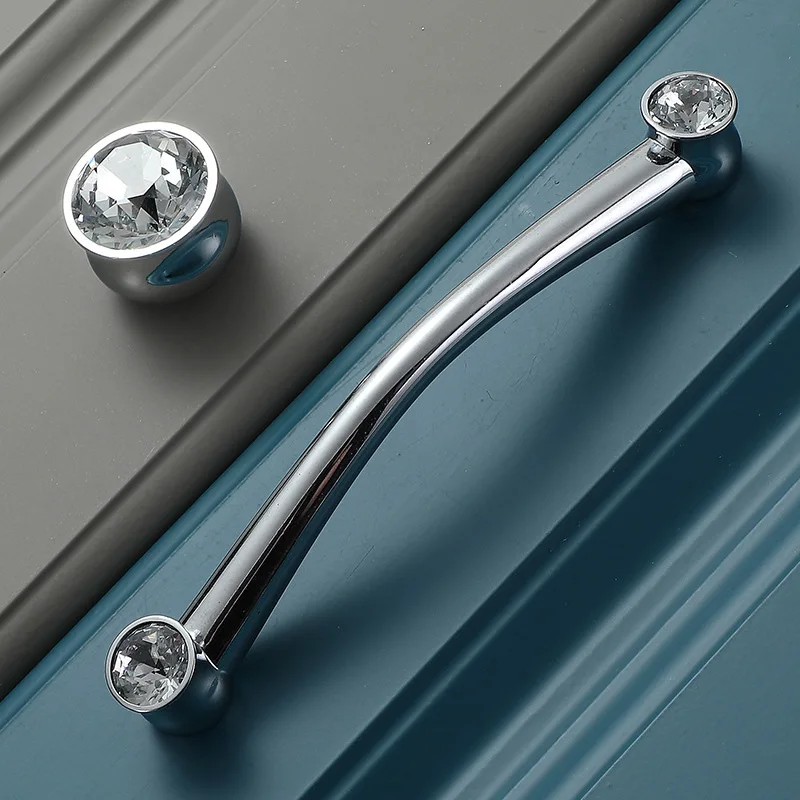 Серебрясветильник роскошная ручка для мебели шкафа технические кристаллы ручки