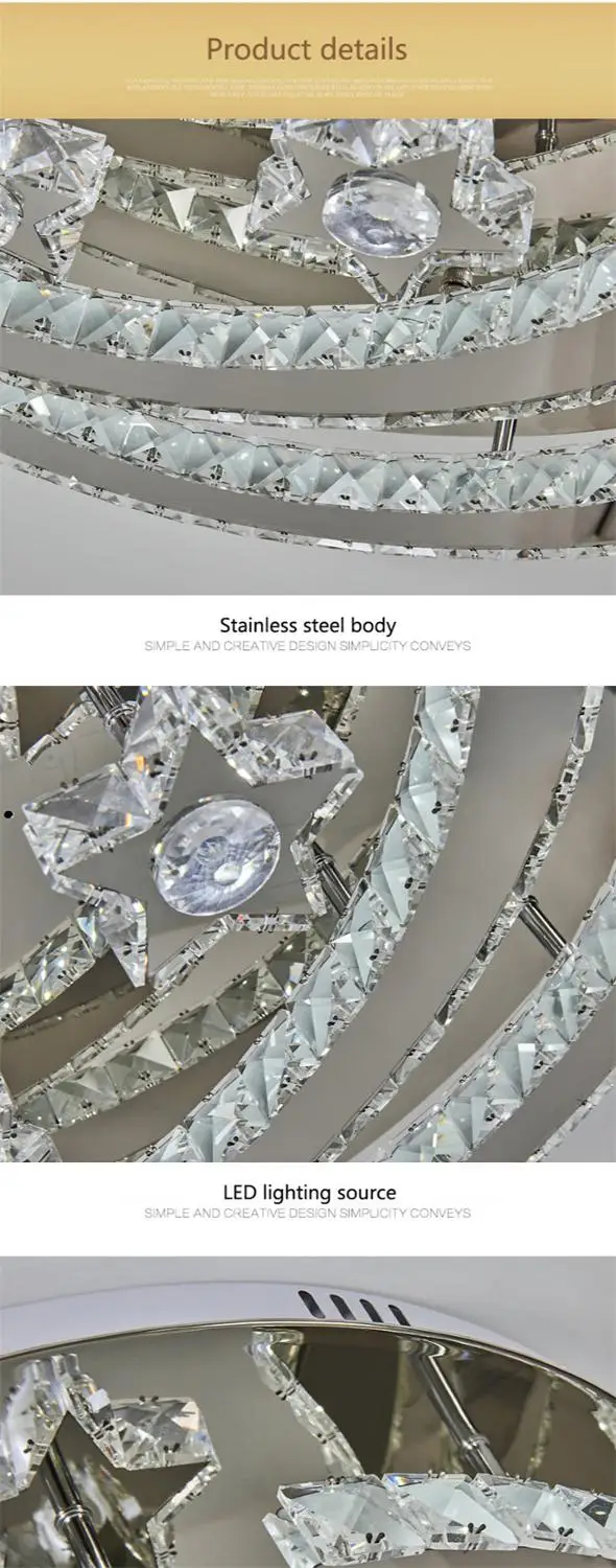 

Crystal Bedroom Ceiling Lamp Creative Star Moon Children's Bedroom Dining Room Crystal Light Pendent Lighting Remote Dimming