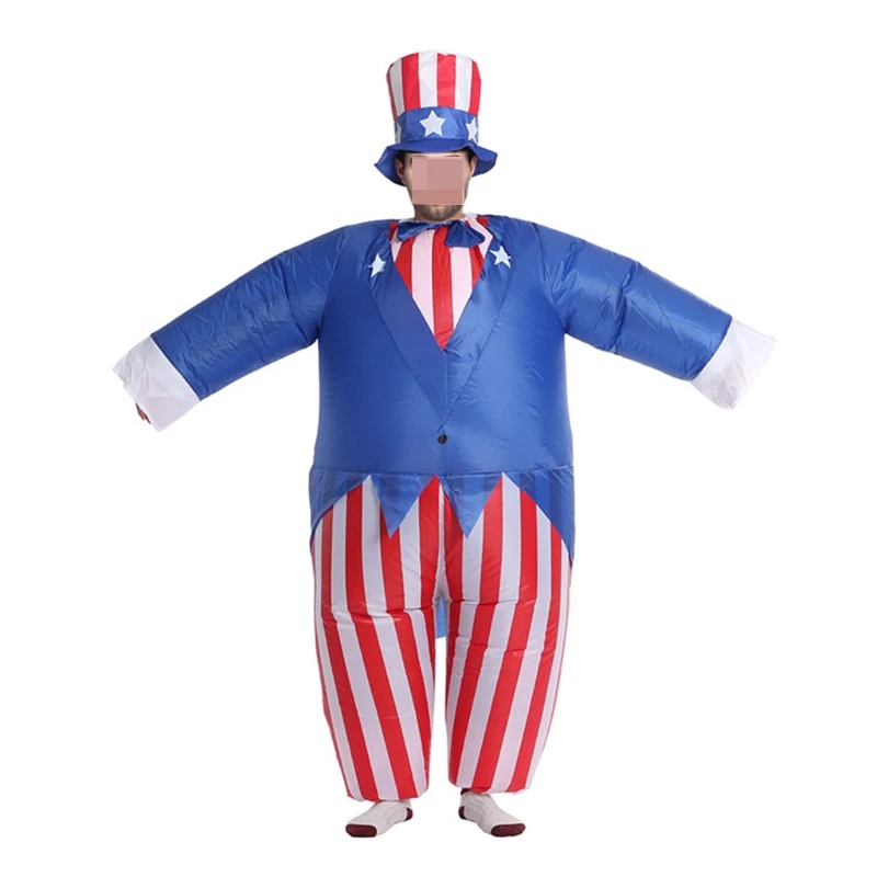 

American Independence Day Uncle Sam Halloween Adult Cosplay Inflatable Suit Festive Party Clothing Set Carnival Party Event Funn
