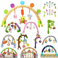 rainbow baby hanging toys stroller bed crib plush stroller mobile gifts animals zebra lion rattles for tots cots rattles seat