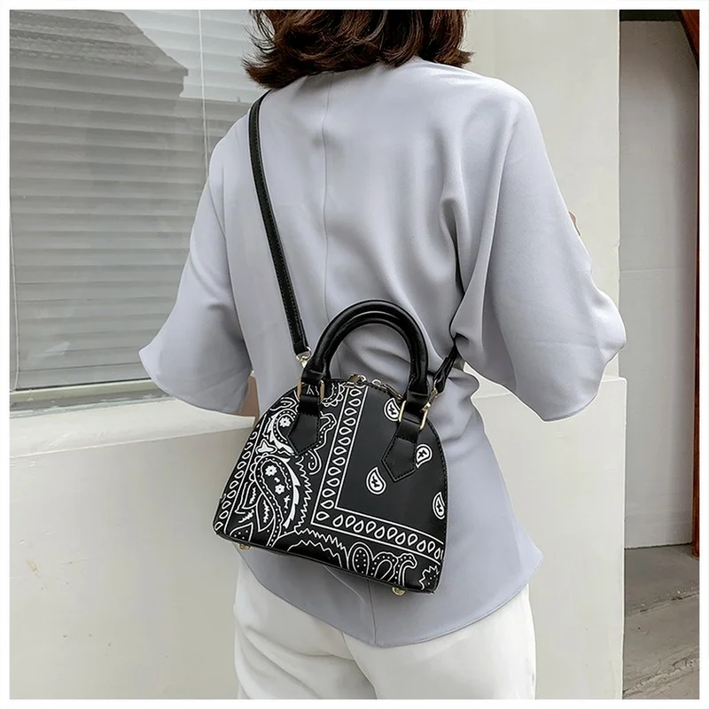 

Chic Shell Shape Handbags For Women Charming Paisley Flower Print Crossbody Bags Female Working Shoulder Bags And Brand Purses