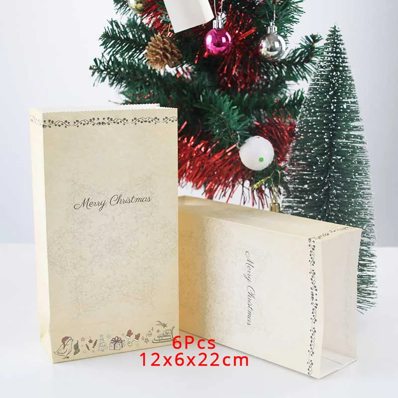 6pcs kraft box-D WEIGAO бумажная Подарочная сумка Рождественский подарок коробка бумажная Подарочная коробка Рождественские вечерние украшения для вечеринки коробка конфет Новогодняя Сувенирная Коробка - Цвет: 6pcs kraft box-D