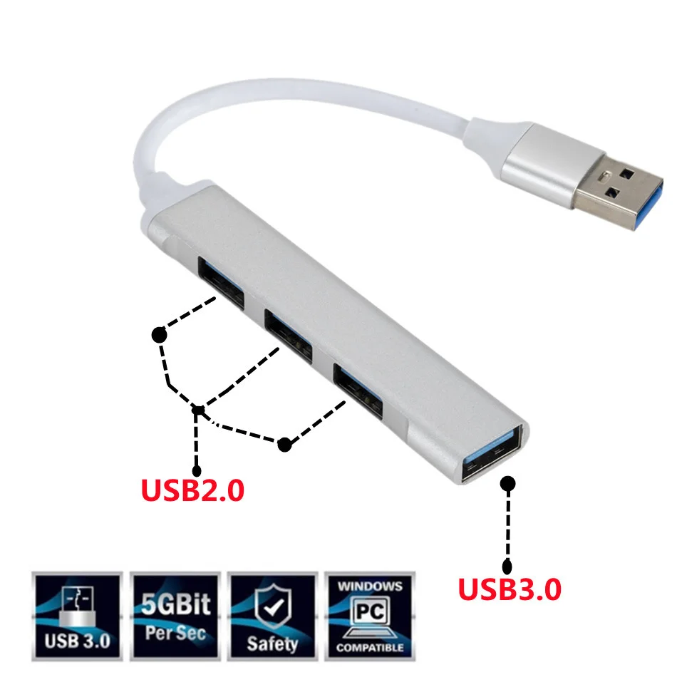 USB-концентратор WVVMVV с 4 портами USB 3 0 мультиразветвитель адаптер OTG для Xiaomi Lenovo Macbook