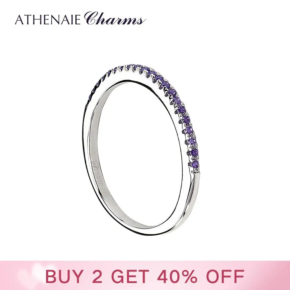 Женское кольцо для свадьбы ATHENAIE классическое фиолетовое из стерлингового