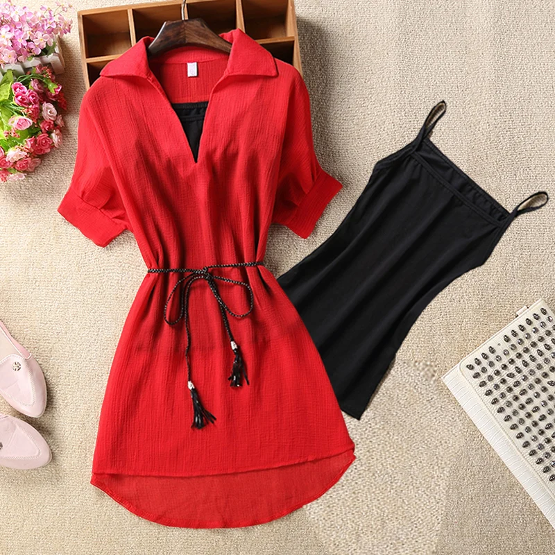 Женская винтажная туника летняя длинная шифоновая блузка с коротким рукавом