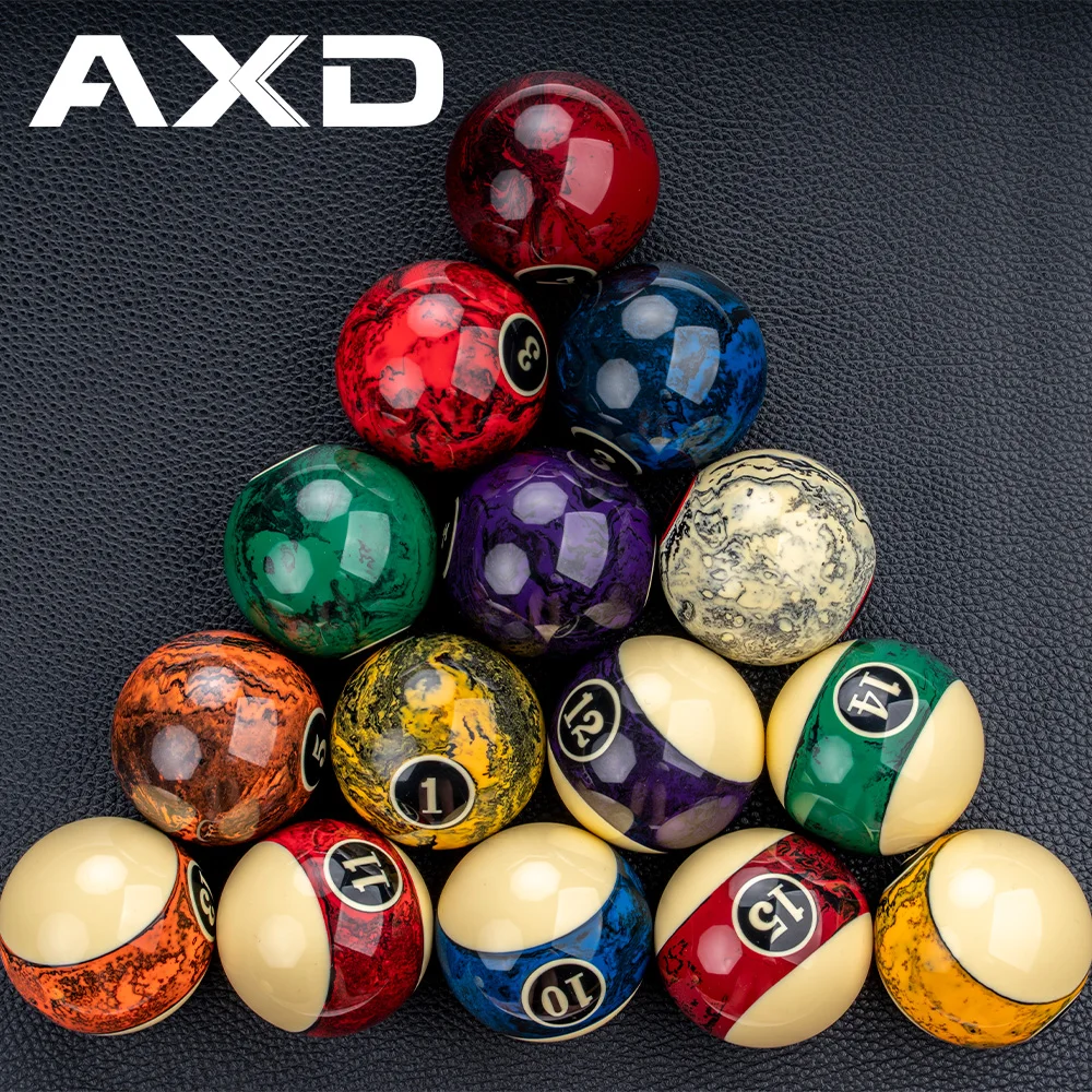 AXD Design 16pcs Billiard Pool Ball Set 57.2mm with Gifts Billiard Accessories Resin Balls Professional Nine Ball Marble Pattern