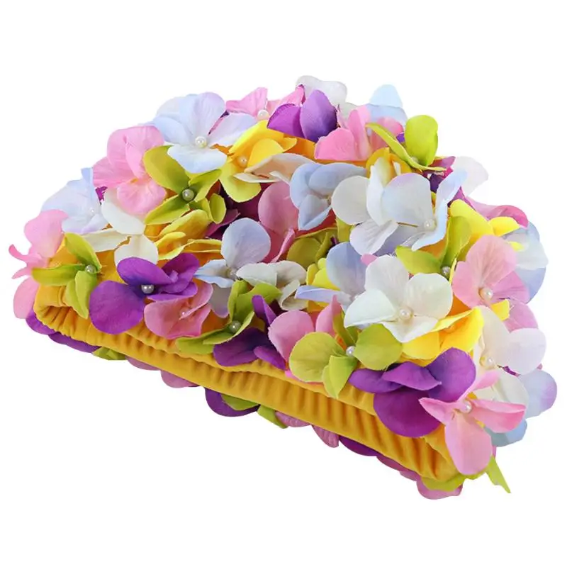 

5 Colors Women Flowers Design Cap Delicate Swimming Cap Personalized Three-dimensional Petal Swimming Caps For Long Hair