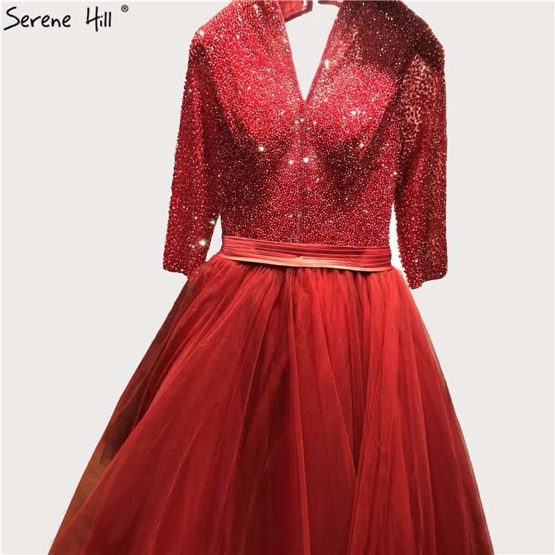 Дубай красный с длинным рукавом сексуальные вечерние платья 2021 v-образным