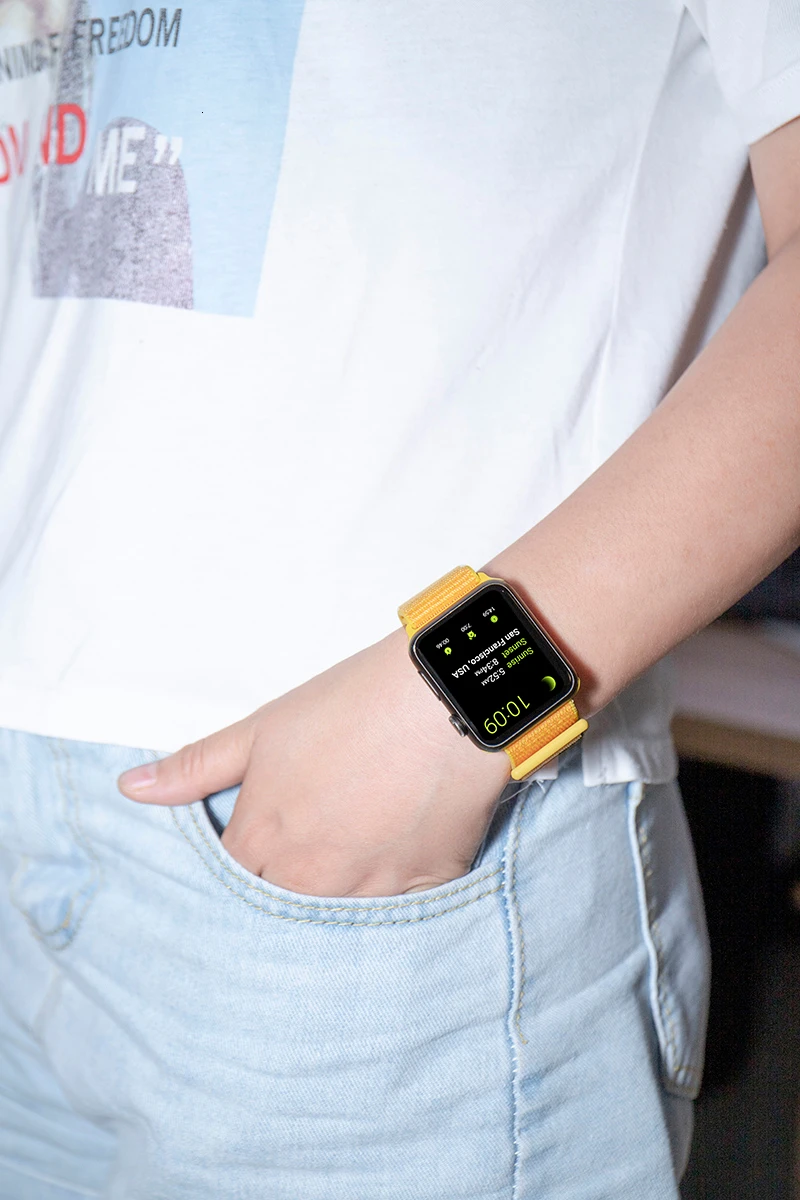 Высококачественный нейлоновый спортивный ремешок для Apple Watch, ремешок 44 мм, серия 5, 4, 3, 2, 1, дышащий тканый ремешок 42 мм, iwatch 40 мм, 38 мм
