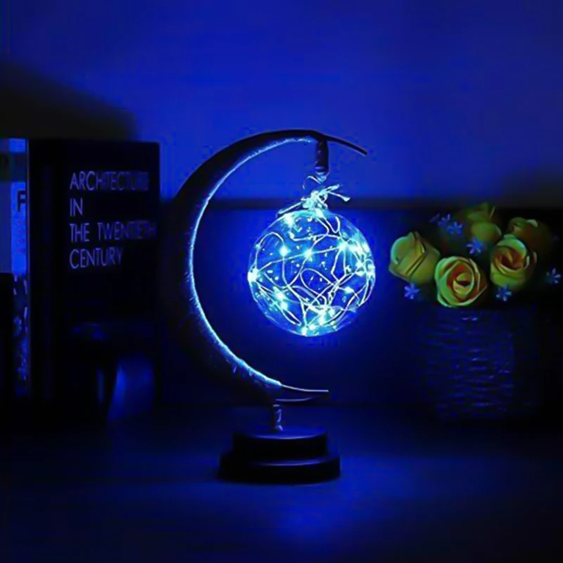 

Handmade LED Hemp Rope Iron Art Ball Light Bedroom Lantern Night Light Room Decoration Enchanted Lunar Lamp Home Ornament