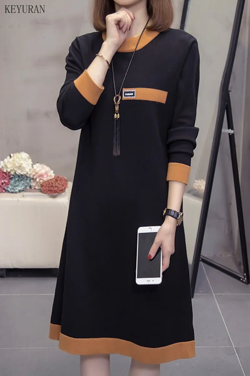 

Loose Autumn Winter Sweater Dress Women 2021 New Korean Elegant Long Knitted Sweater Oversized Warm Female Pullover Fashion Tops