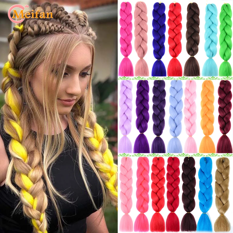 MEIFAN Expression косички для наращивания волос Джамбо вязанные 24 дюйма 100 г цветные