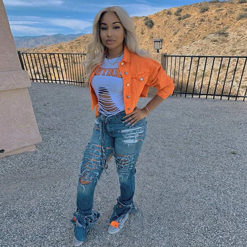 Женские модные тонкие однотонные Цвета джинсовая куртка Пальто Сезон весна