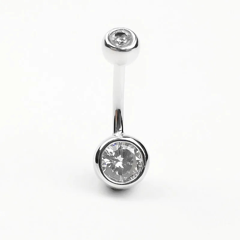 925 стерлингового серебра пупка гвозди Круглый прозрачный Циркон кольцо женский