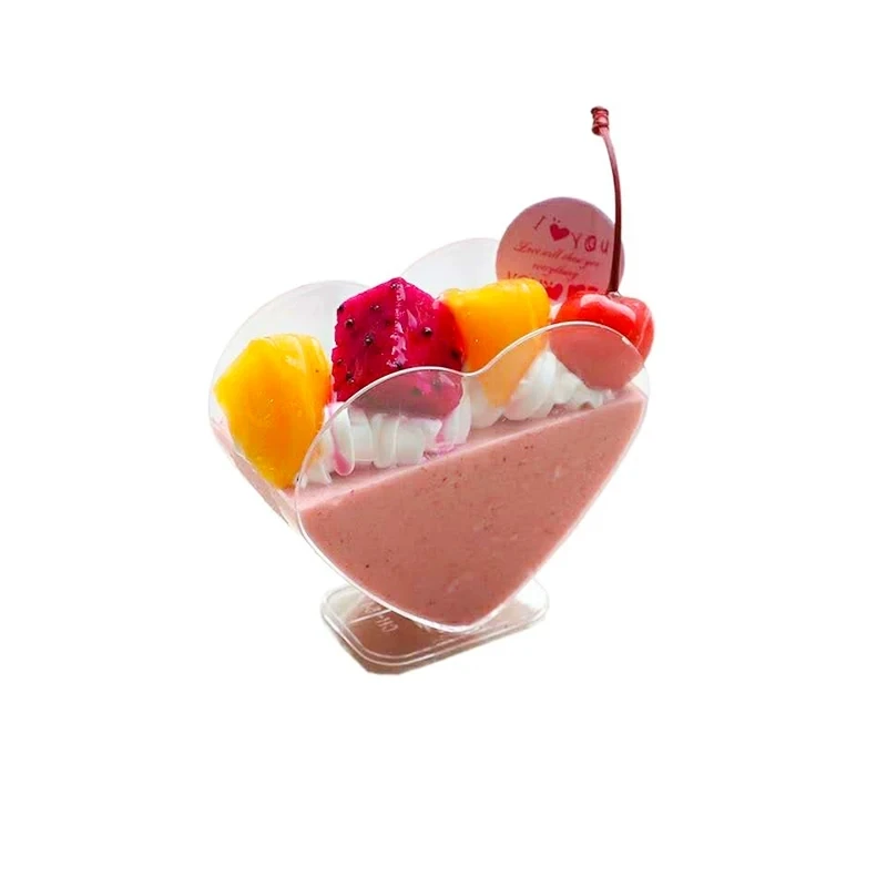 

30pcs Disposable Plastic Tableware Heart-shaped Mousse Dessert Cup Promotion Party Wedding Supplies cake Baking Pastry Tools