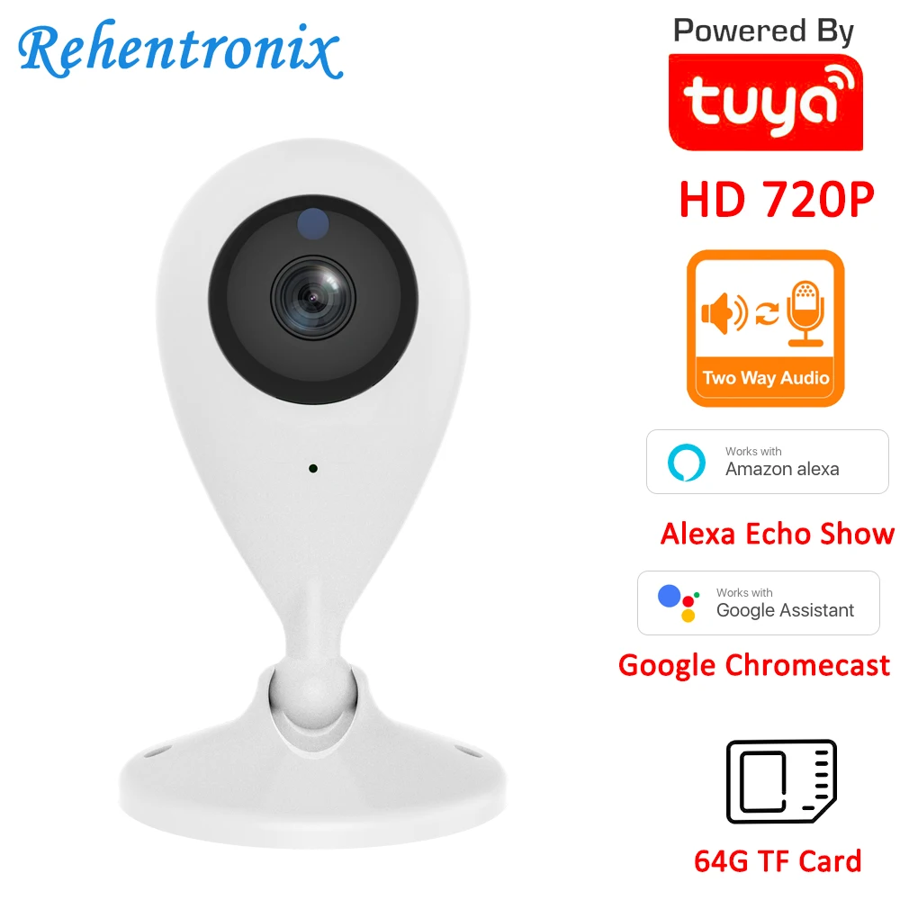 HD 720P фиксированная IP-камера Tuya Alexa Echo Show Google Chromecast для домашней безопасности умная