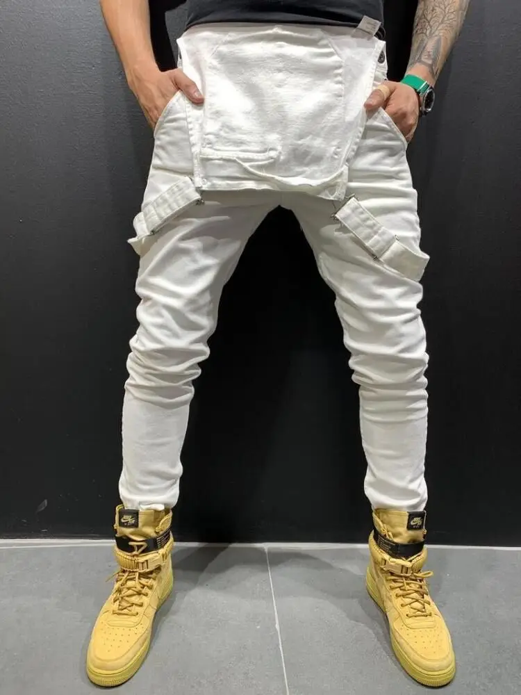 Новые Брюки Джинсы Para Hombre комбинезон хип хоп Calsas мужские узкие джинсы Fit джинсовый комбинезон мужской сплошной цвет Peto Vaquero Hombre