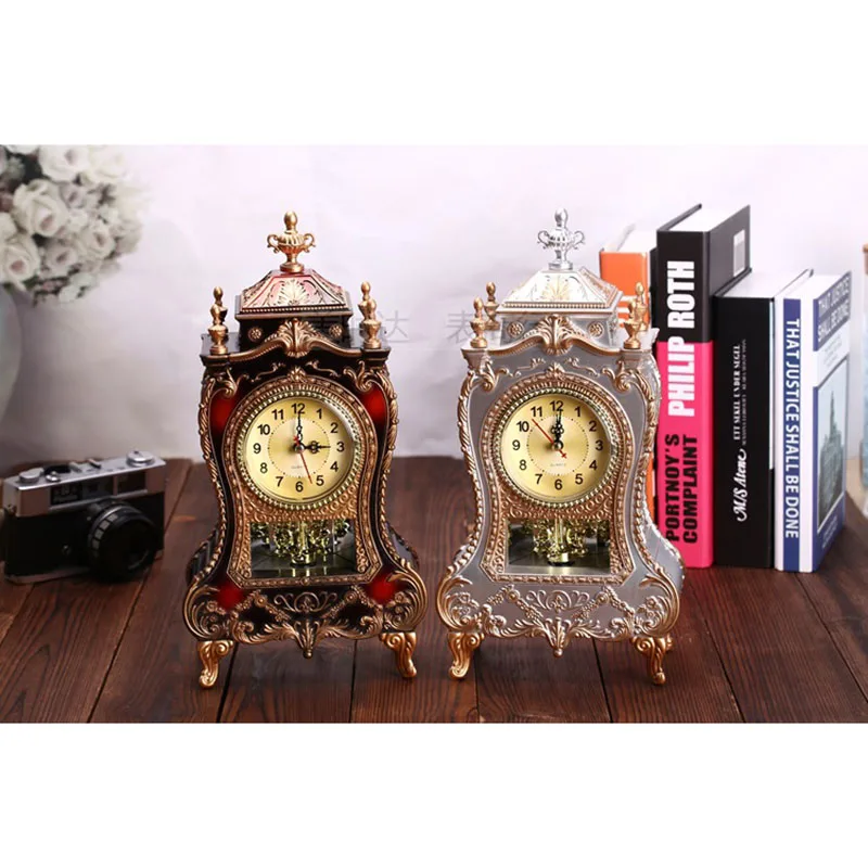 

Desk Alarm Clock Vintage Clock Classical Royalty Sitting Room TV Cabinet Desk Imperial Furnishing Creative Sit Pendulum Clock