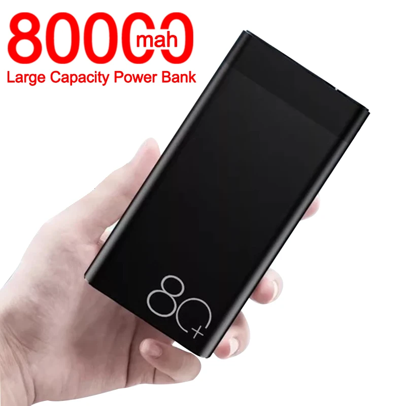 

80000mAh Power Bank Large Capacity Portable with Dual USB Ports Fast Charging Poverbank for Samsung Xiaomi IPhone Free Shipping