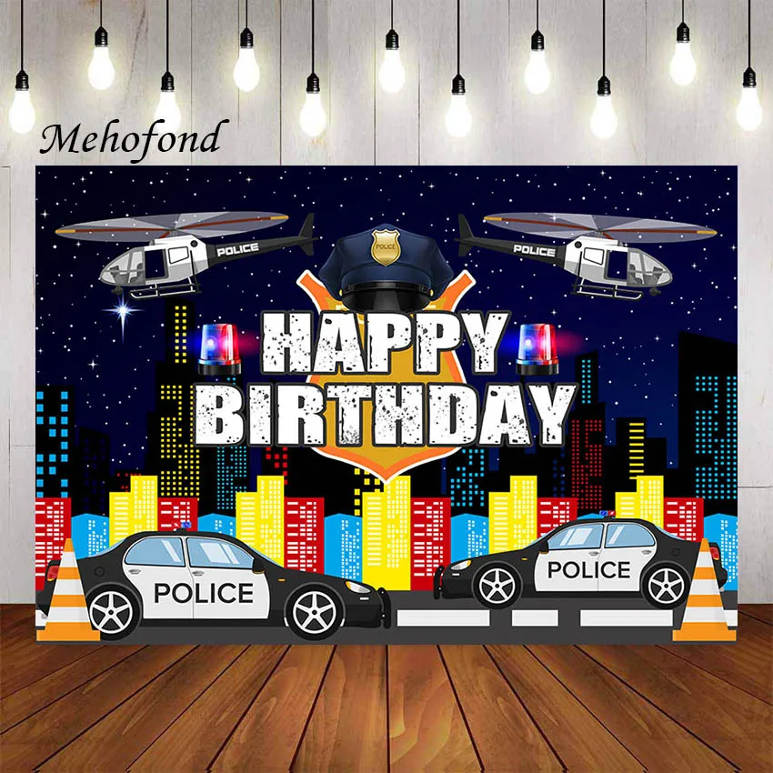 

Mehofond Police Theme Photography Background Freeze Policeman Badge Boy Birthday Party Decor Backdrop Booth Photo Studio Props