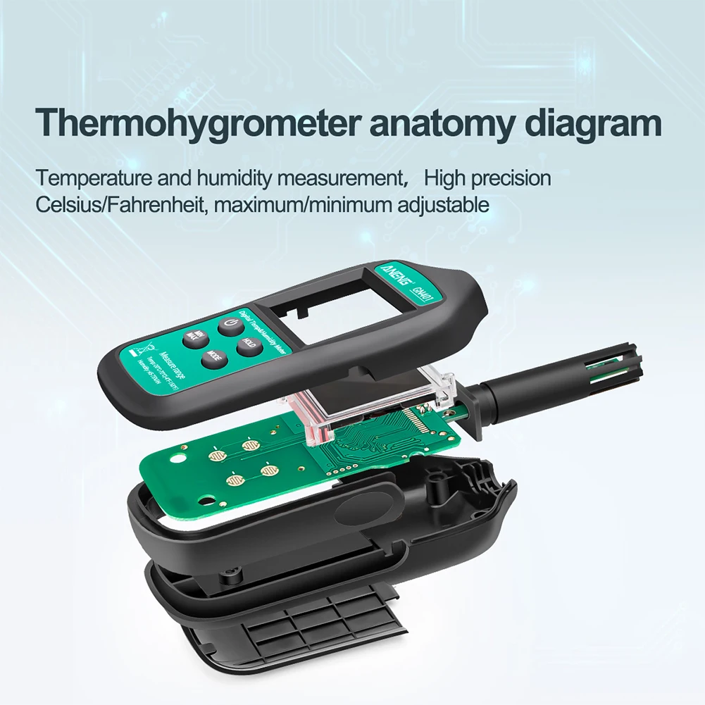 

2 In 1 Portable Temperature Humidity Meter Battery Powered LCD Backlight Digital Display With Dew Point Multifunctional Accurate