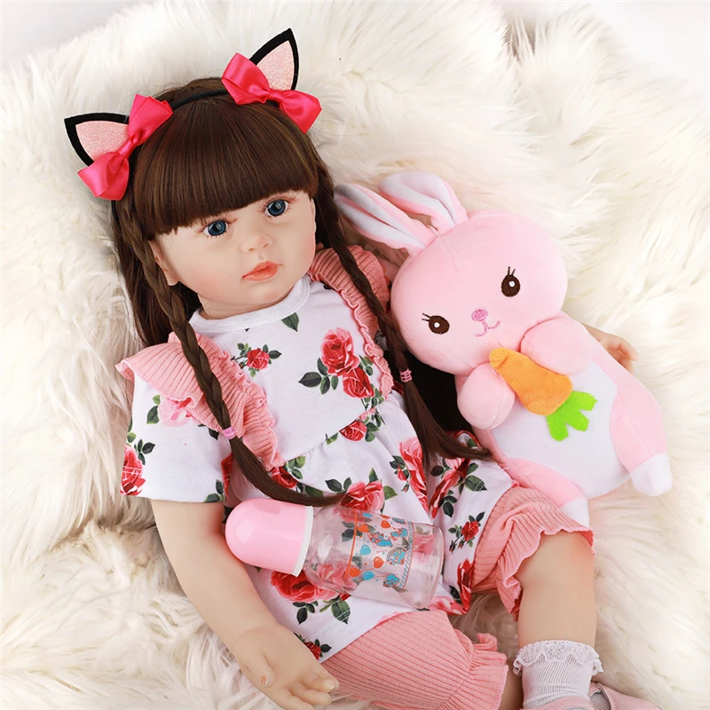 

60cm Soft Silicone Body Reborn Baby Girl Dolls Lovely Baby Model Doll Playmate Soothing Kids Dolls Christmas Birthday Gift