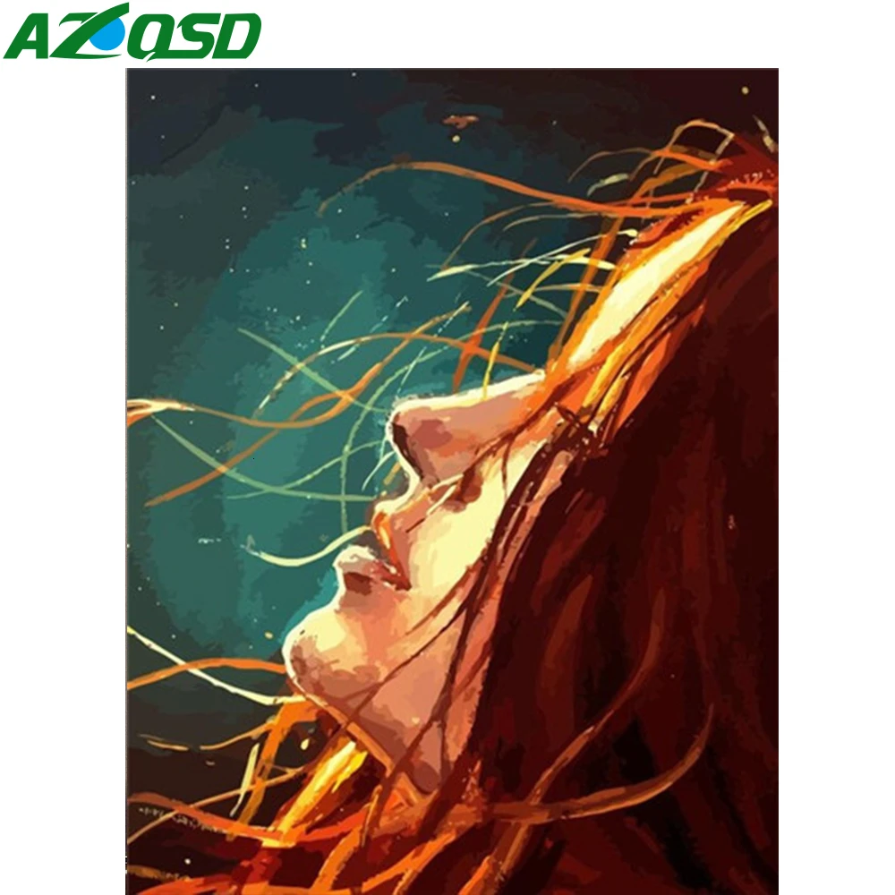 AZQSD набор масляных красок по номерам для девочек рукоделие 40х50 см без рамки