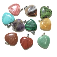 2pcs peach heart shaped purple quartz pendant aura healing semi precious stone amulet diy jewelry natural stone charms size 16mm