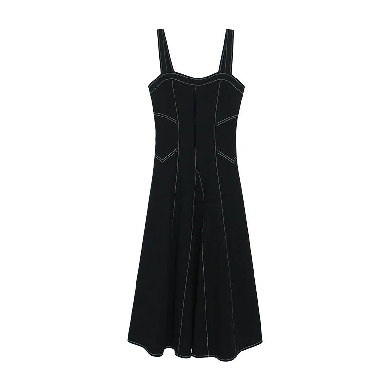

Summer Dress Vintage 50s Hepburn A-Line Swing Black Sleeveless Dresses Ladies Girls Party Robe Vestidos Womens Clothing FS248