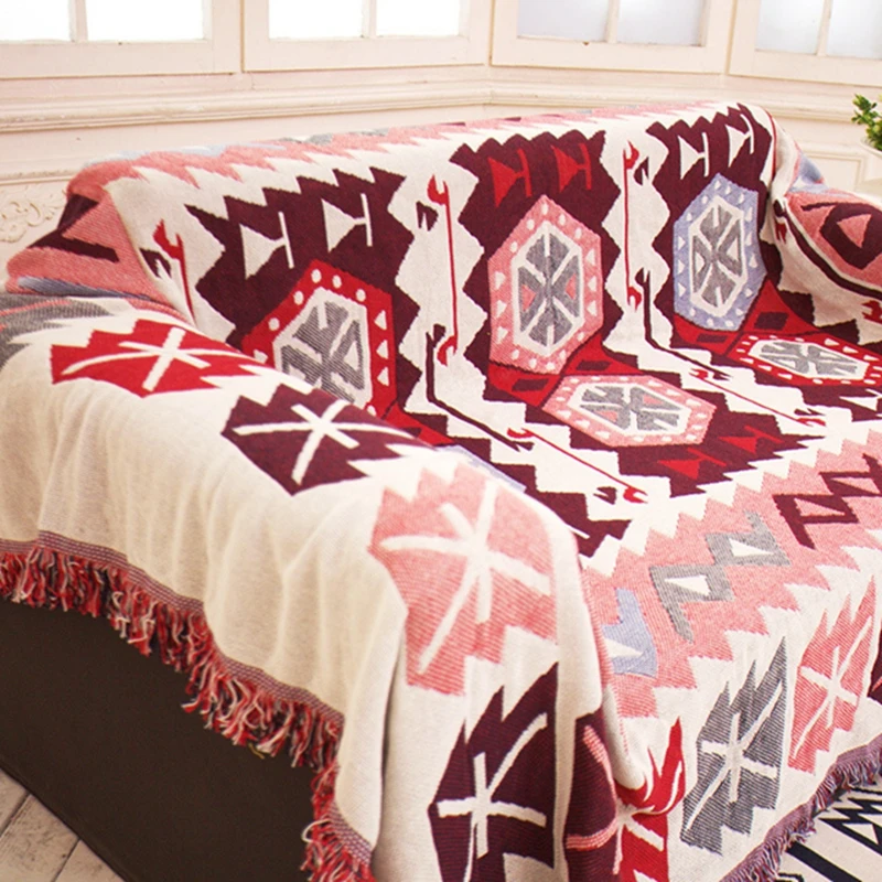 Многофункциональное покрывало для кровати двухстороннее хлопковое Тканое